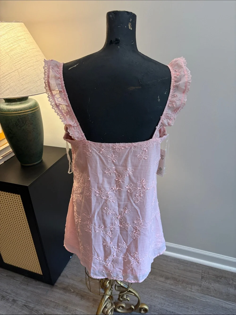 NWT NOBO Babydoll Princess Coquette Pink Lace-Embroidered Chemise Dress Size LG